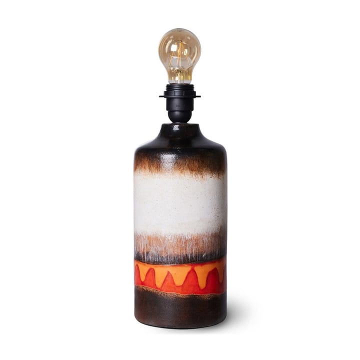 Retroglaseret lampefod i stentøj - Brown, cream, red/orange - HK Living