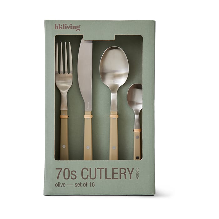 70's bestiksæt 16 dele - Olive - HKliving