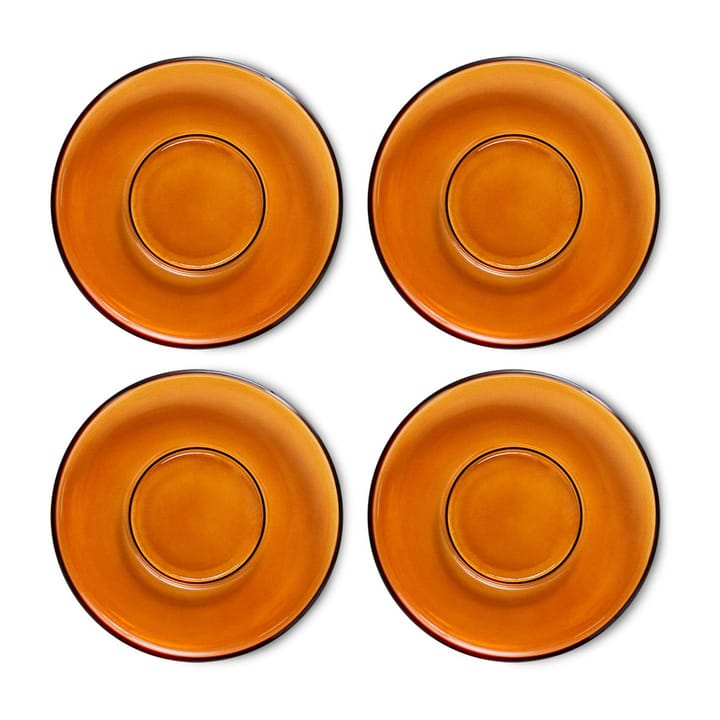 70's glassware underkop Ø10,6 cm 4-pak - Amber brown - HKliving