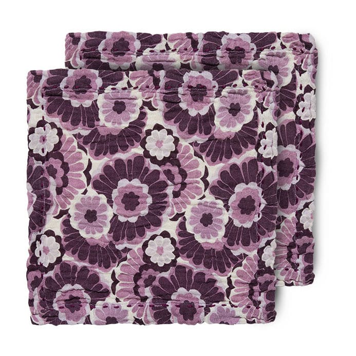 Floral bomuldsservietter 30x30 cm 2-pak - Burgundy - HKliving