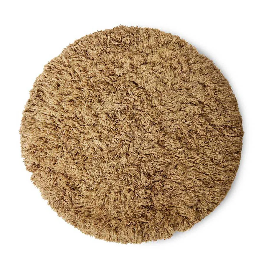 Fluffy tæppe rundt, Ø200 cm, caramel HKliving