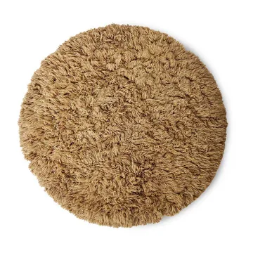 Fluffy tæppe rundt - Ø200 cm, caramel - HKliving