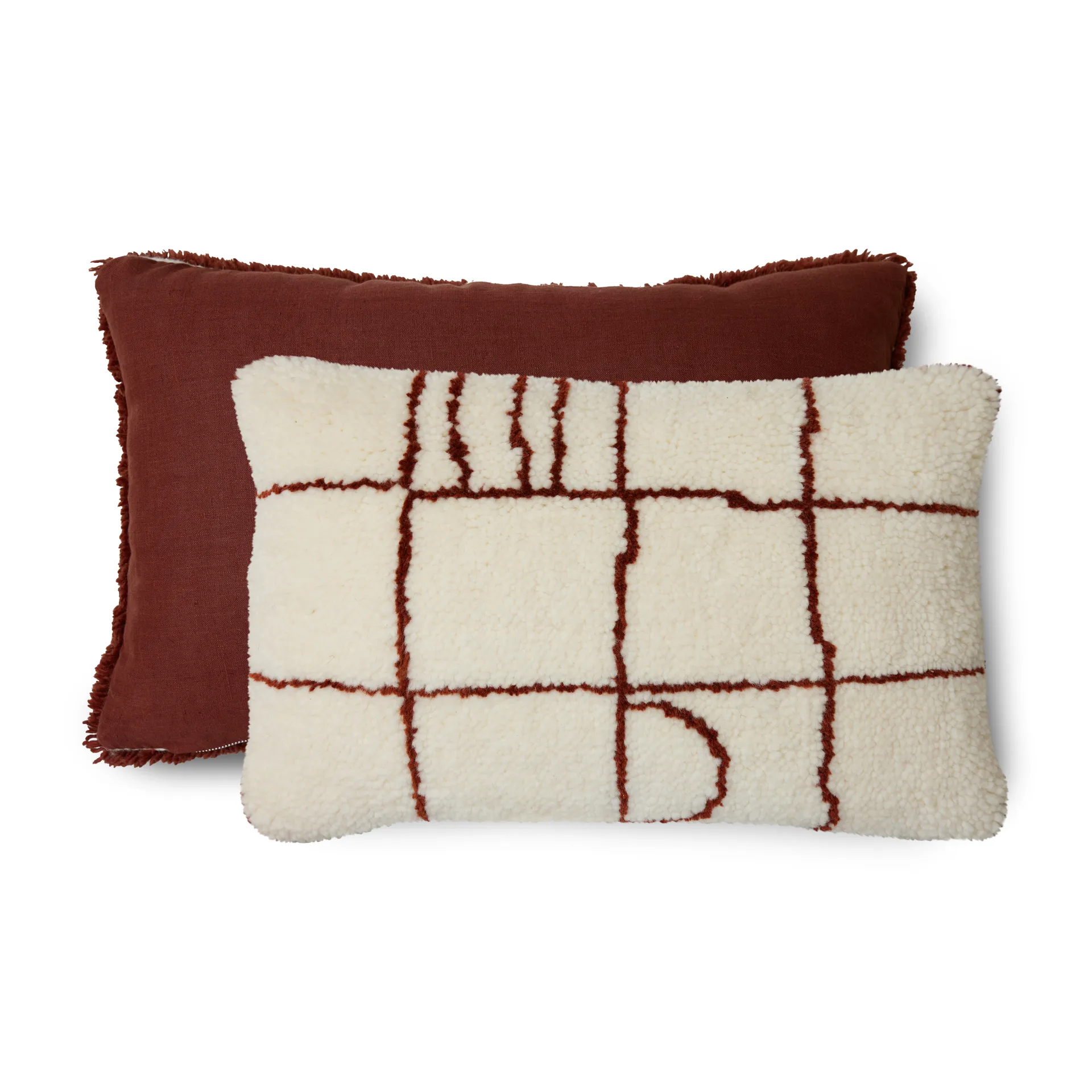 Pude 60x40 cm Uld, Rød-creme HKliving
