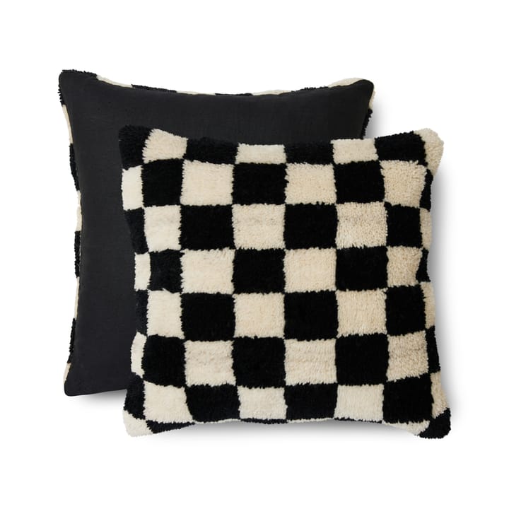 Pude Skakternet 50x50 cm, Sort-hvid HKliving