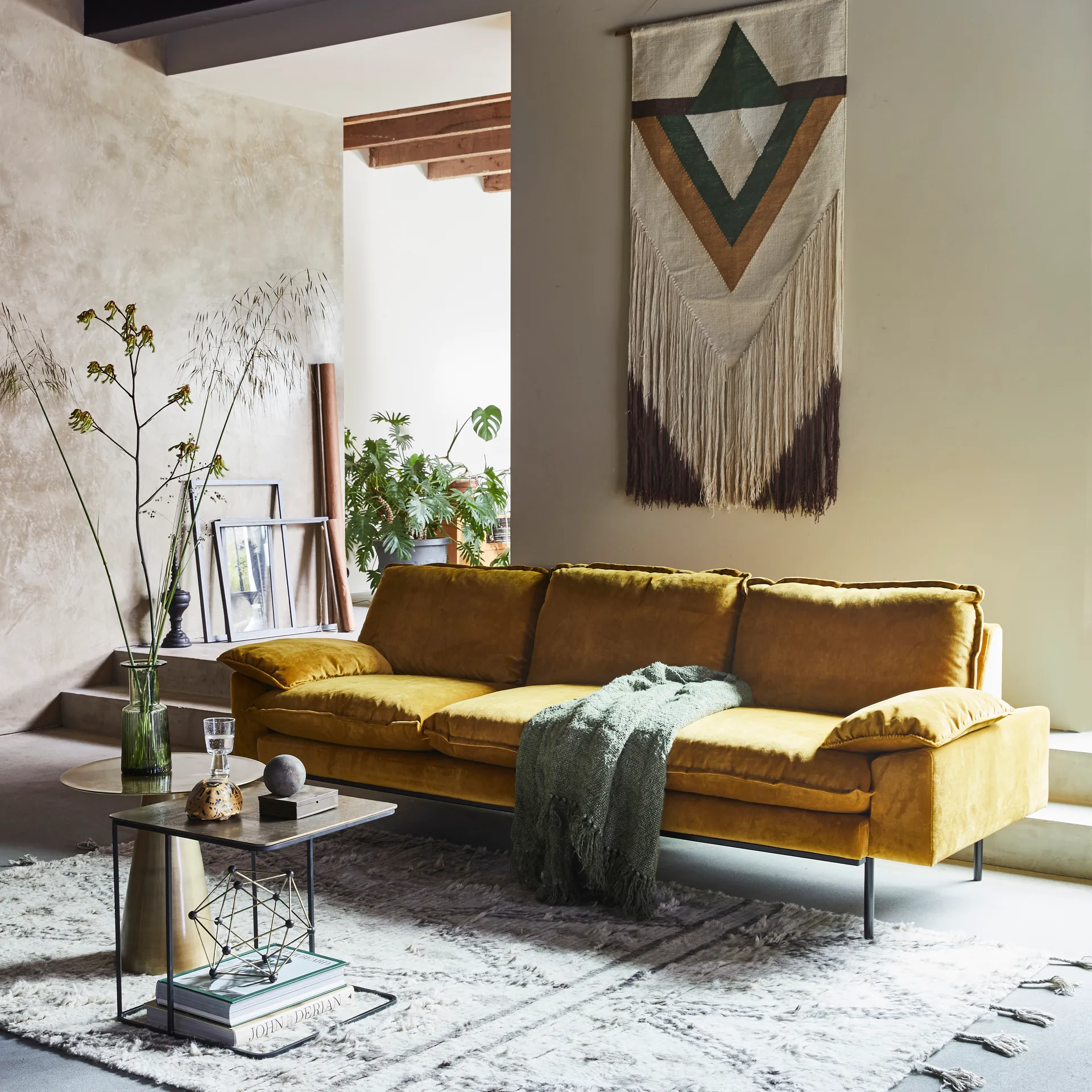 Retro sofa 3-personers, ochra (gul) HKliving