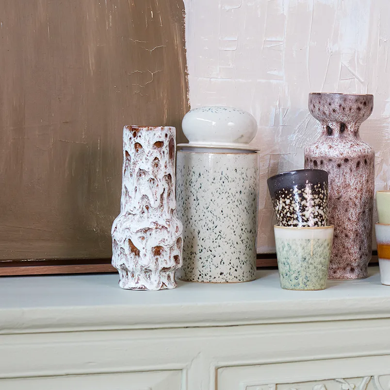 Retro vase 20,5 cm, Lava white HKliving
