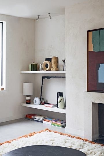 Retroglaseret lampefod i stentøj - Brown, cream, red/orange - HKliving