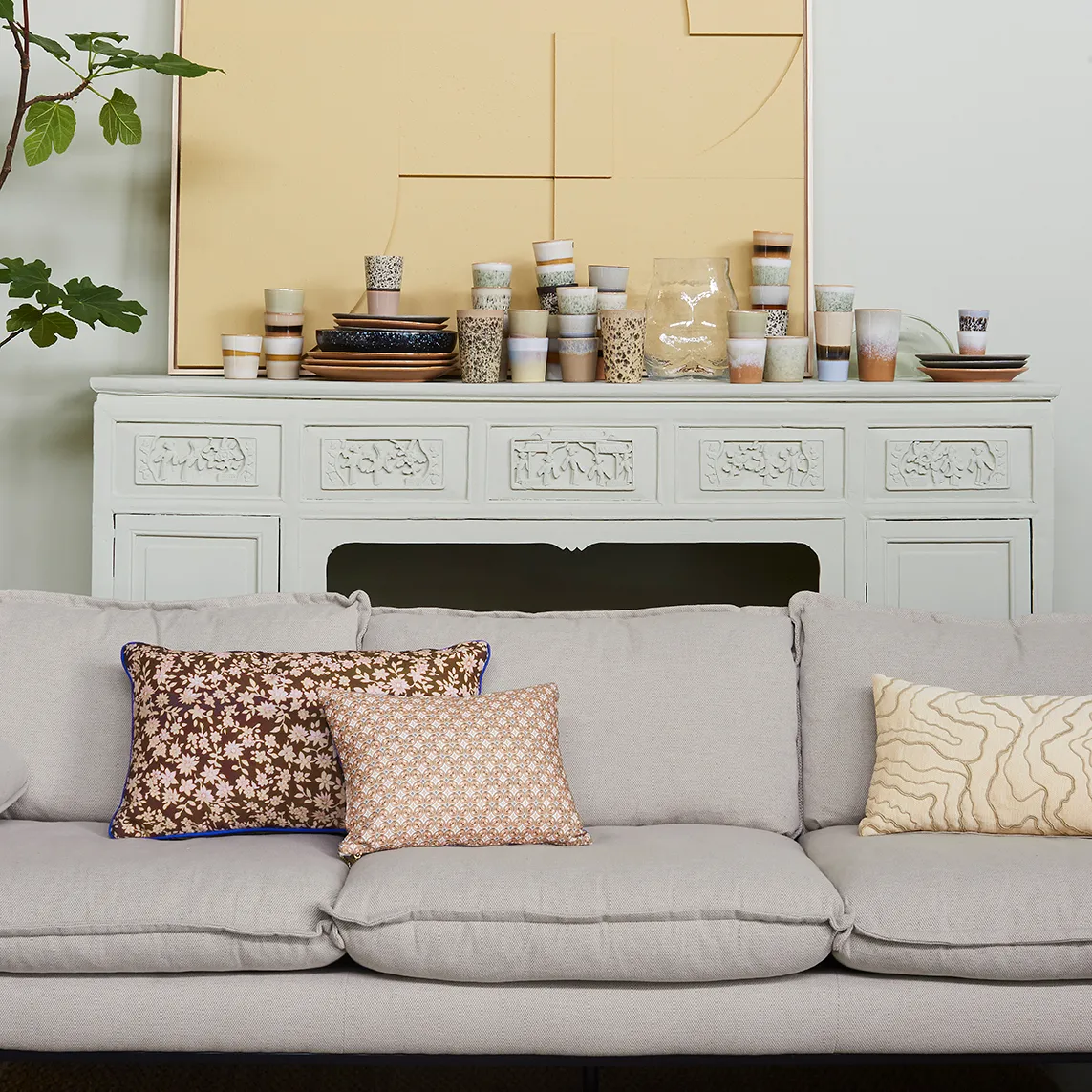 Stitched lines pude 30x50 cm, Cream/Natural HKliving