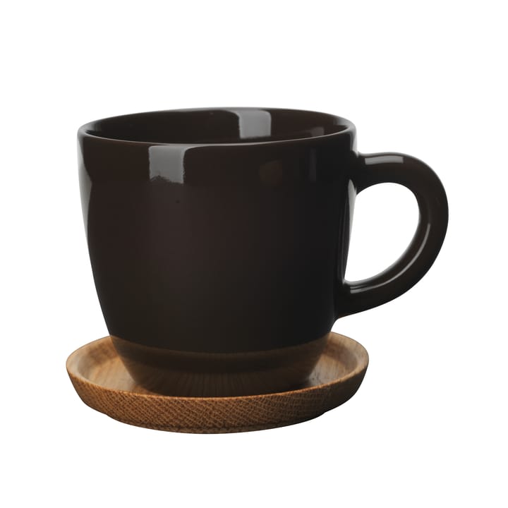 Höganäs kaffekrus og underkop 33 cl - bark blank - Höganäs Keramik
