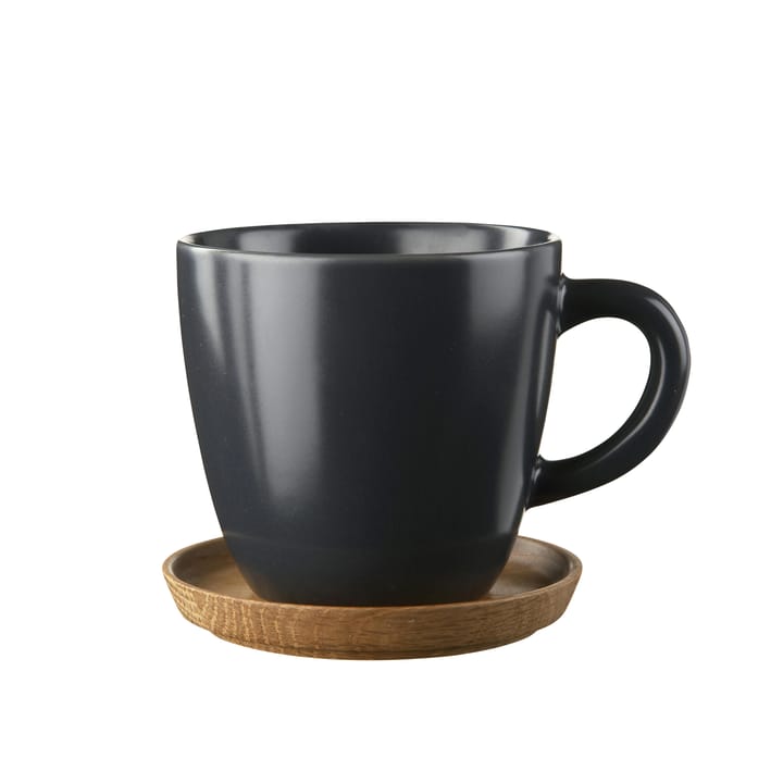 Höganäs kaffekrus og underkop 33 cl, grafitgrå mat Höganäs Keramik