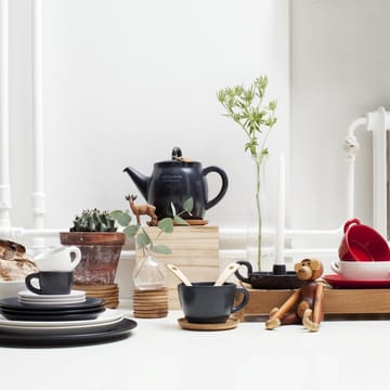 Höganäs kaffekrus og underkop 33 cl - grafitgrå mat - Höganäs Keramik