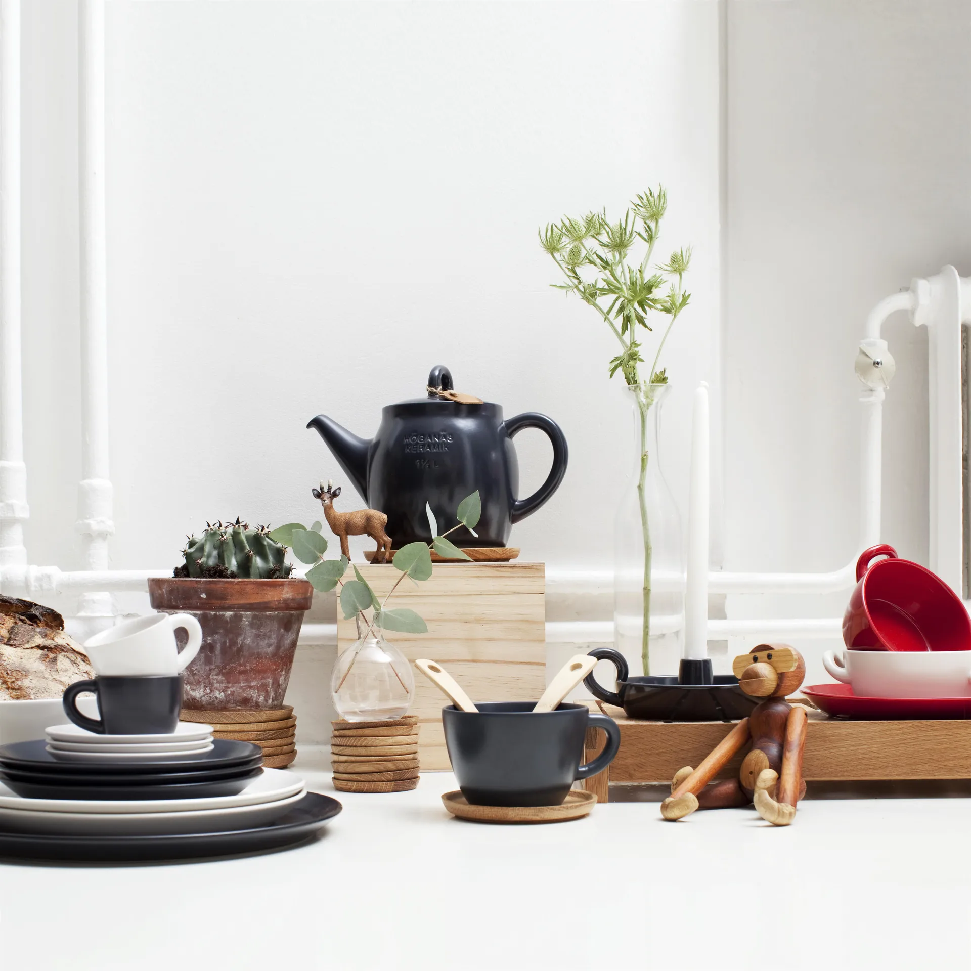 Höganäs tekande 1,5 l, hvid blank Höganäs Keramik