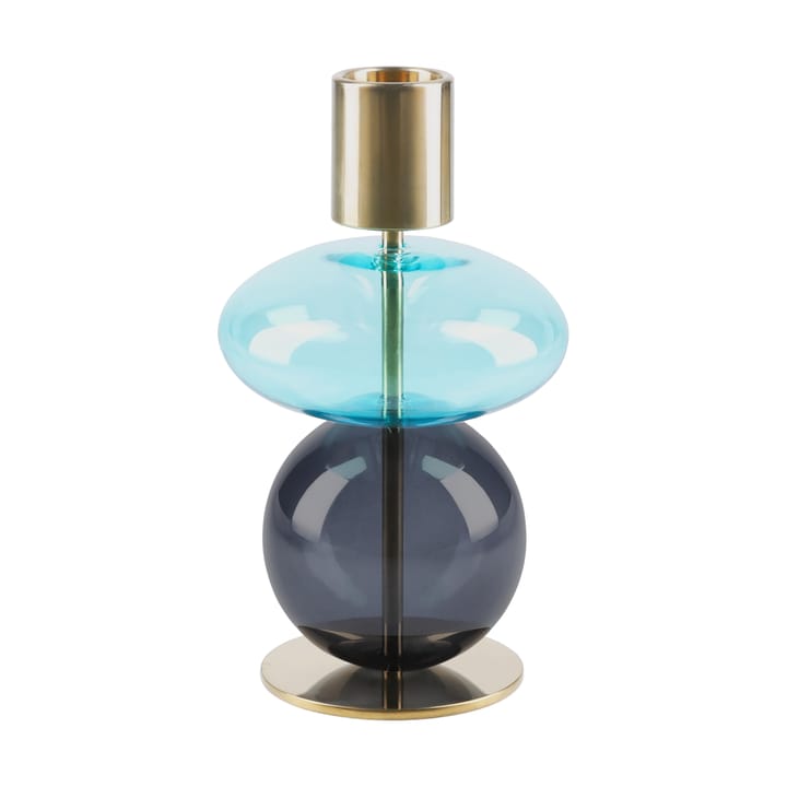 Bubble lysestage 14 cm - Blå-smoke - Holmegaard