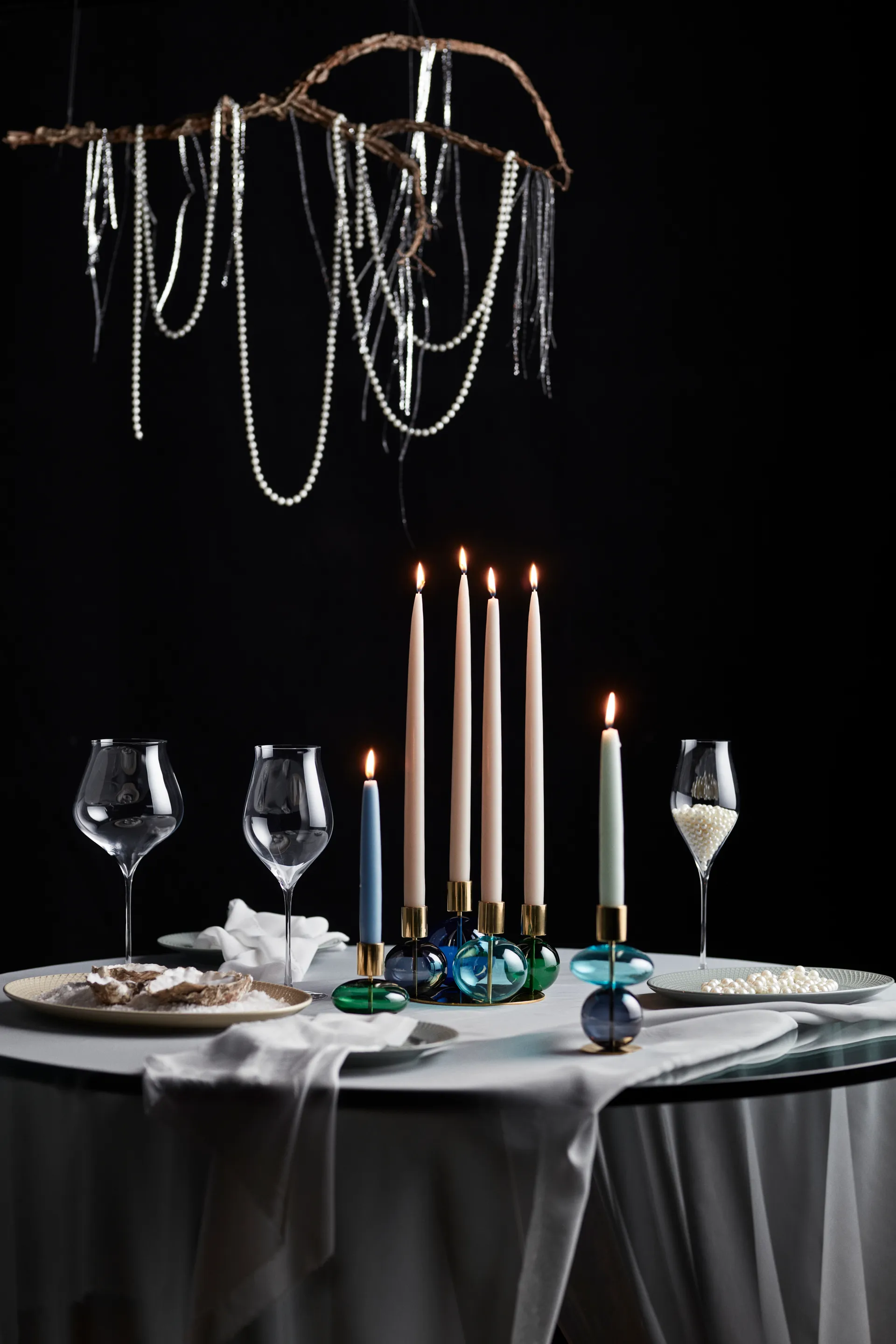 Bubble lysestage 8 cm, Grøn Holmegaard