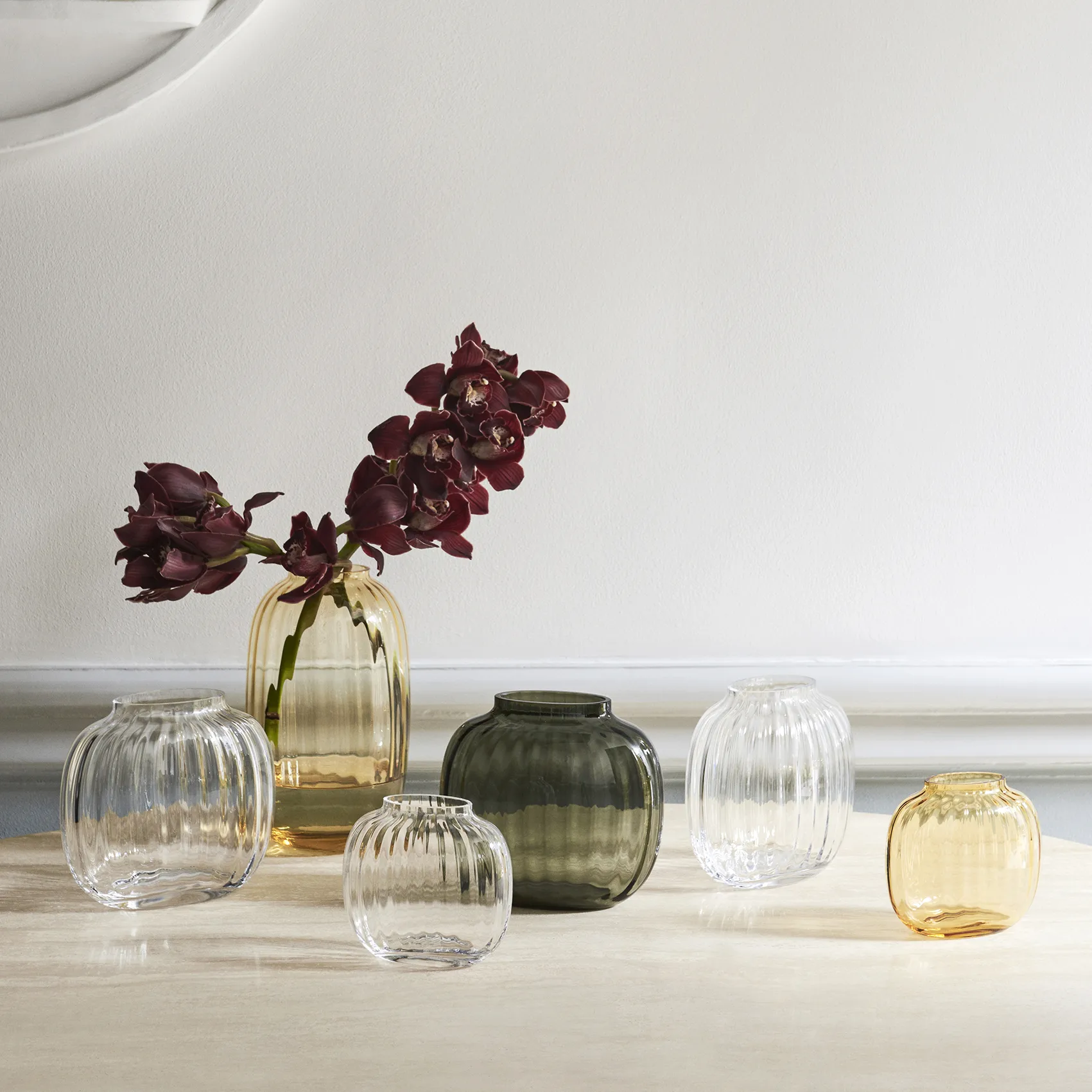 Primula vase, Amber, oval Holmegaard