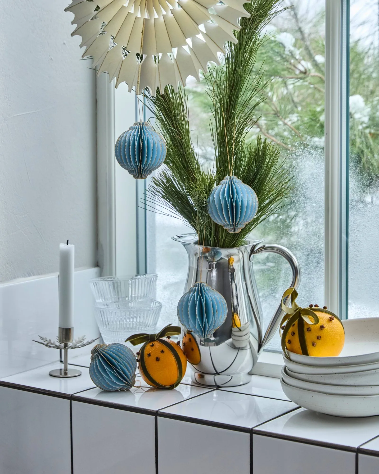 Alsta juleophæng 4-pak, Lyseblå, Ø8 cm House Doctor