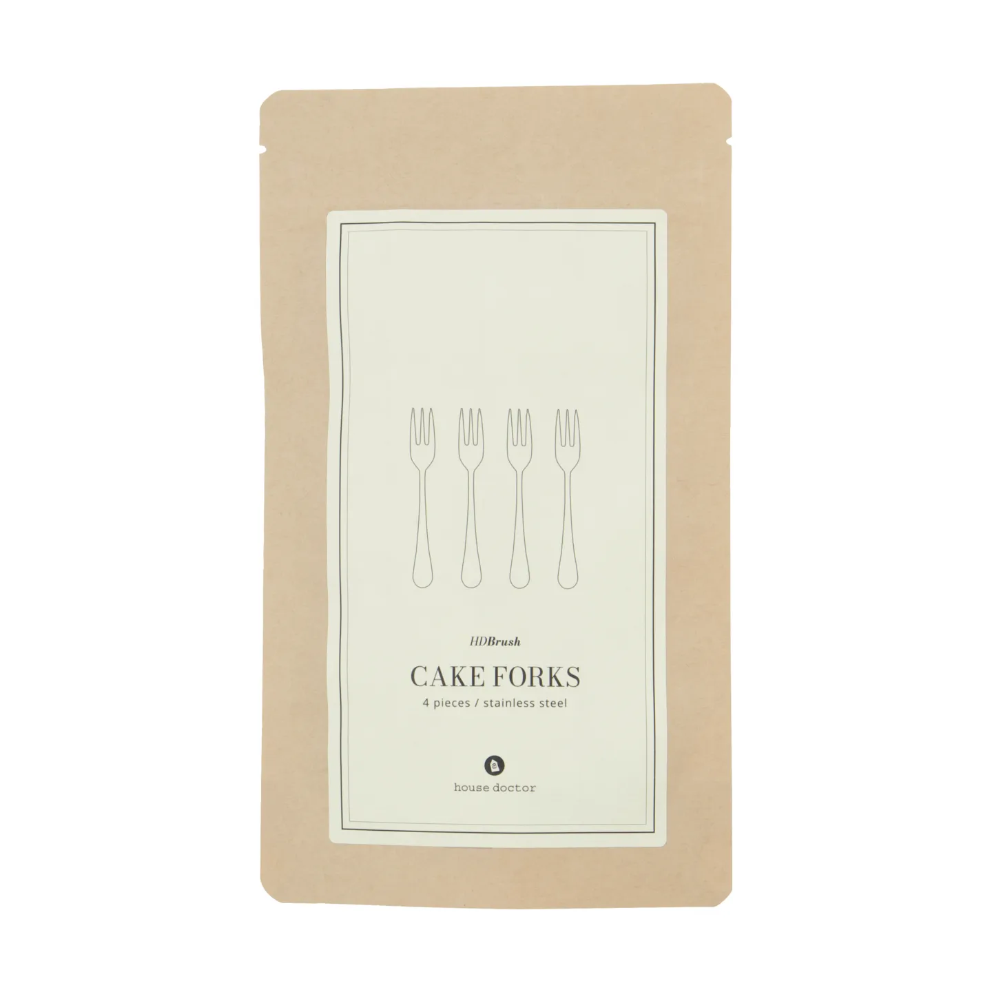 Brush dessertgaffel 4-pak, Sølv finish House Doctor