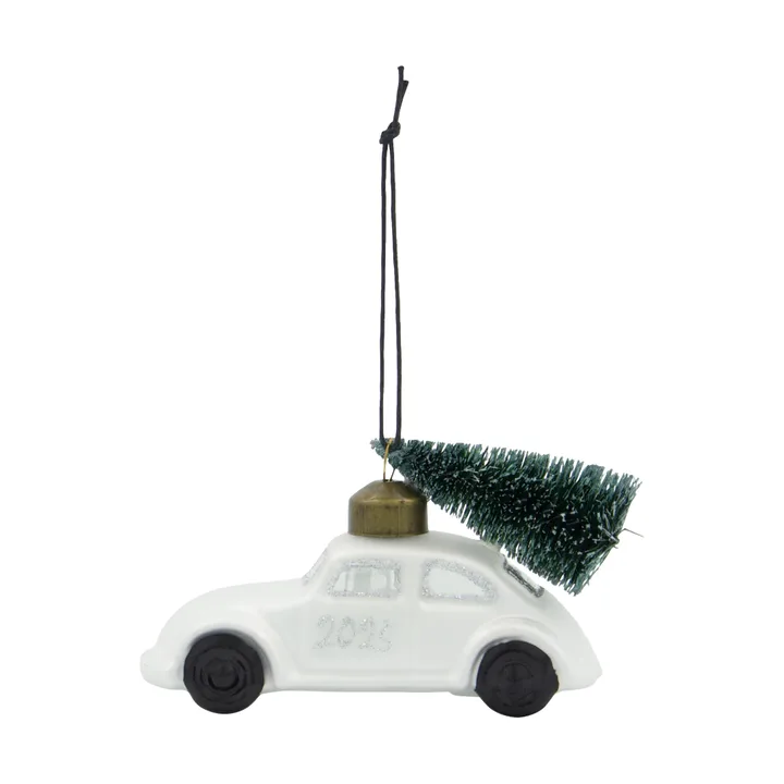 Car juletræspynt - Hvid-sølv - House Doctor