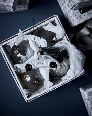 Car juletræspynt - Hvid-sølv - House Doctor