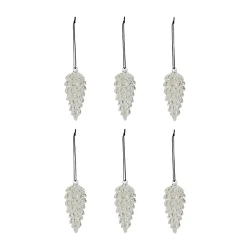 Cone juleophæng 9 cm 6-pak - Sølv - House Doctor