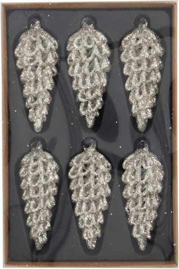 Cone juleophæng 9 cm 6-pak - Sølv - House Doctor