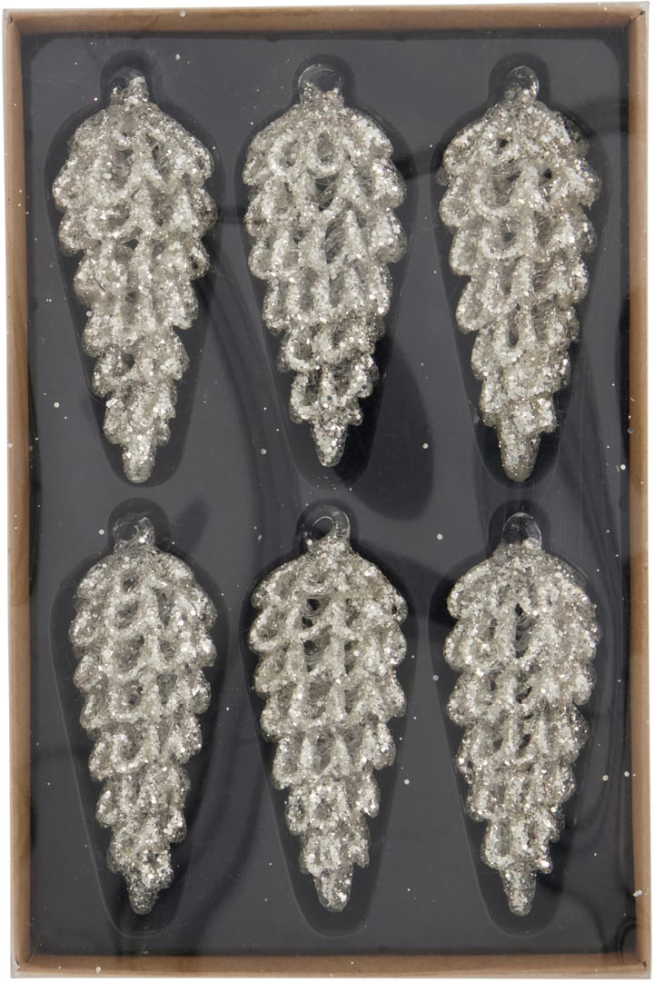 Cone juleophæng 9 cm 6-pak, Sølv House Doctor