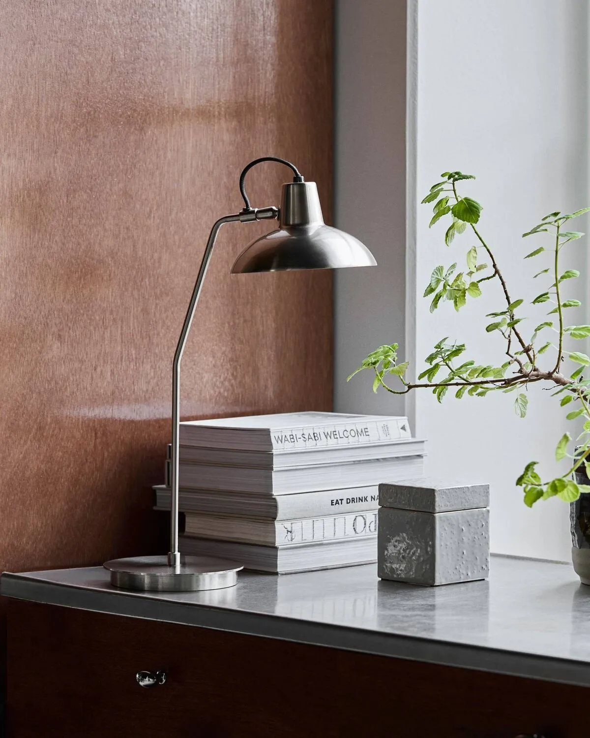 Desk bordlampe høj, Børstet sølvfarve House Doctor