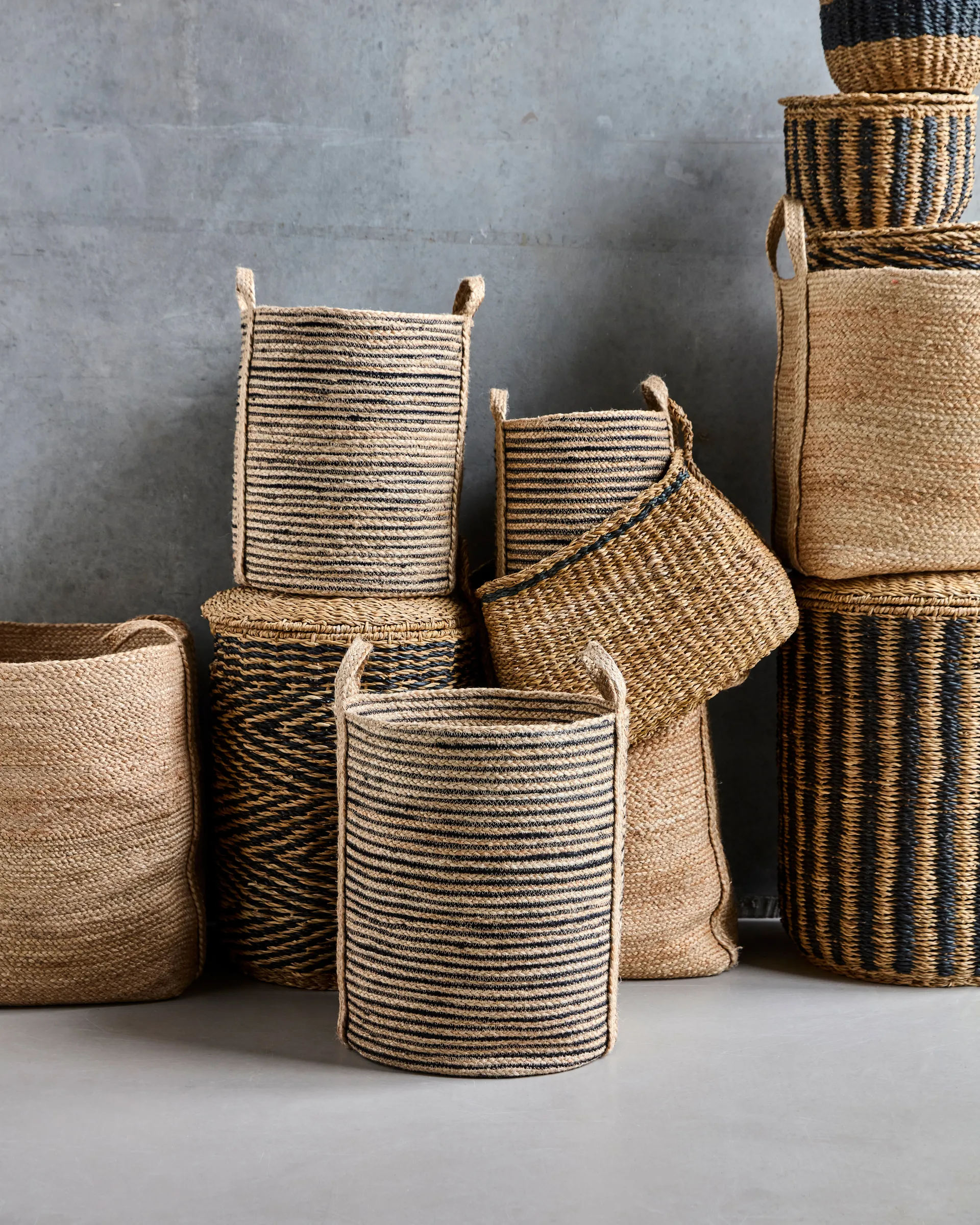 Dungi opbevaringskurve 3-pak, Sort-natur House Doctor