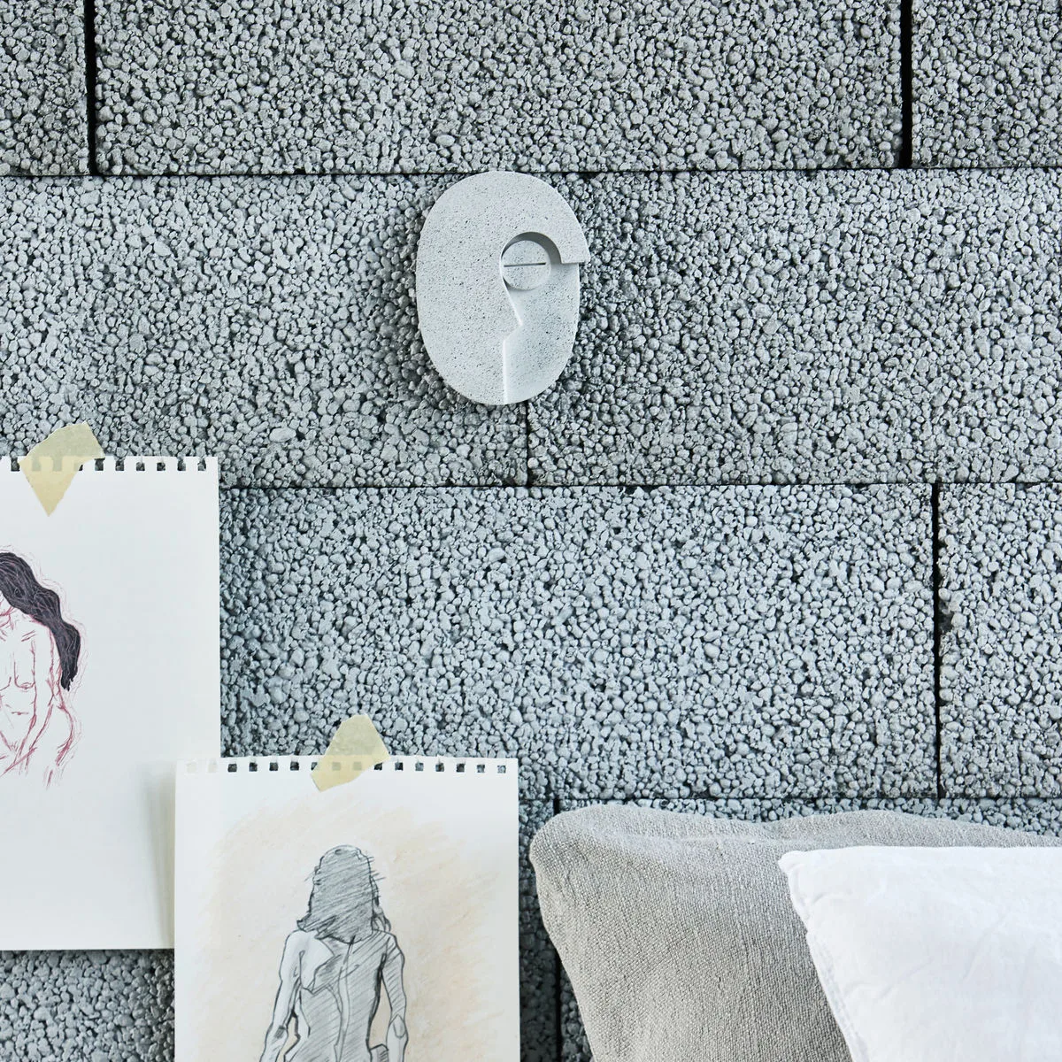 Face vægdekoration 14 cm, Grå House Doctor