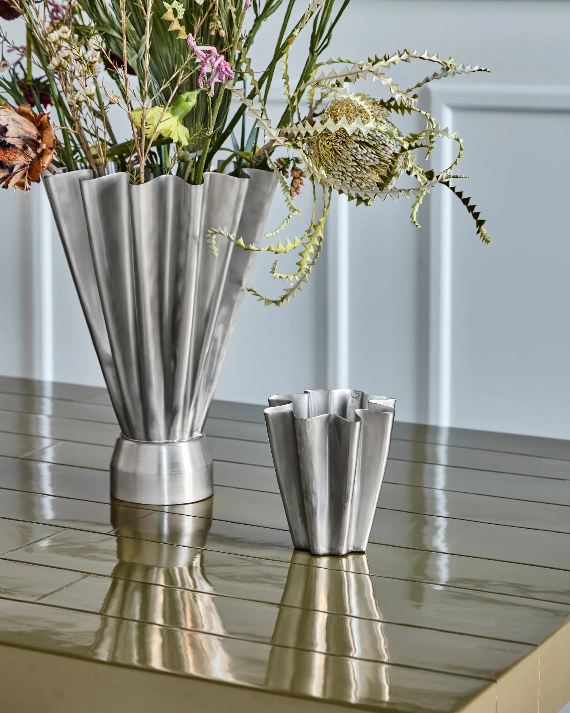 Flood vase 13 cm, Børstet sølv House Doctor