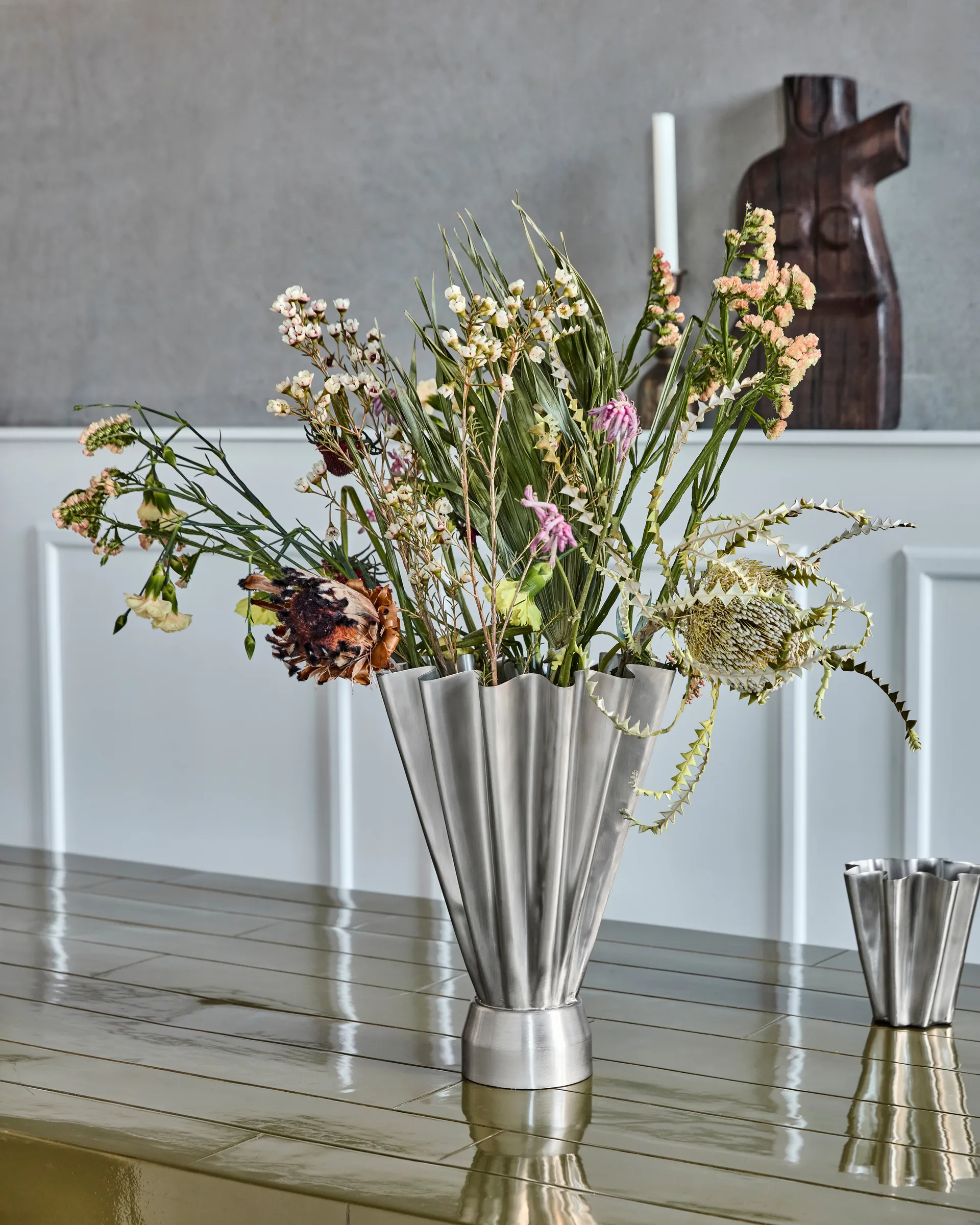 Flood vase Ø23 cm, Børstet sølv House Doctor