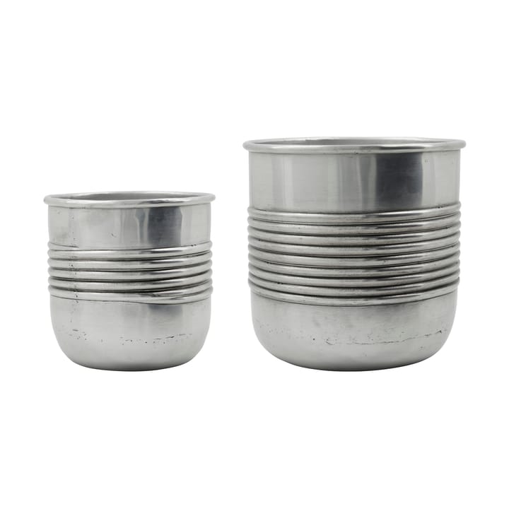 Groove potte aluminium 2 dele - Antik sølvfinish - House Doctor