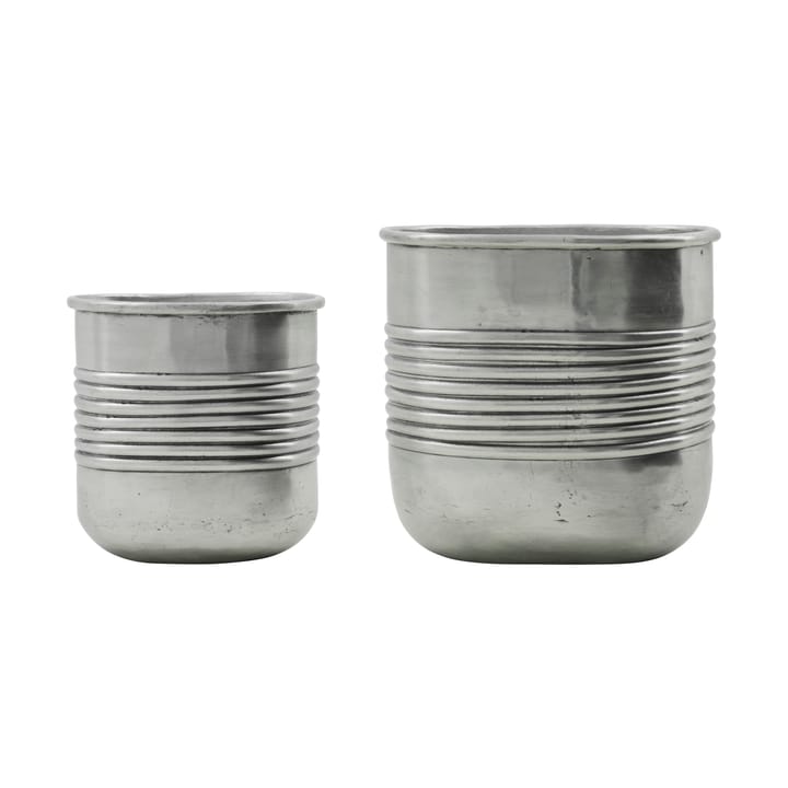 Groove urtepotte aluminium oval 2 dele - Antik sølvfinish - House Doctor