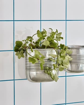Groove urtepotte aluminium oval 2 dele - Antik sølvfinish - House Doctor