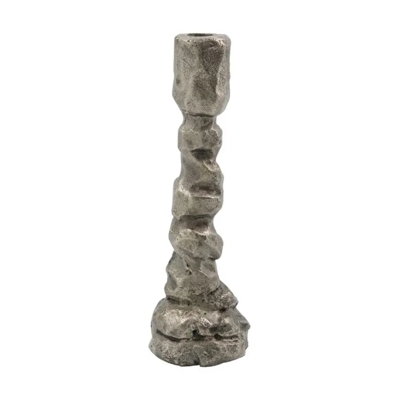 House Doctor Raku lysestage antiksølv 25 cm
