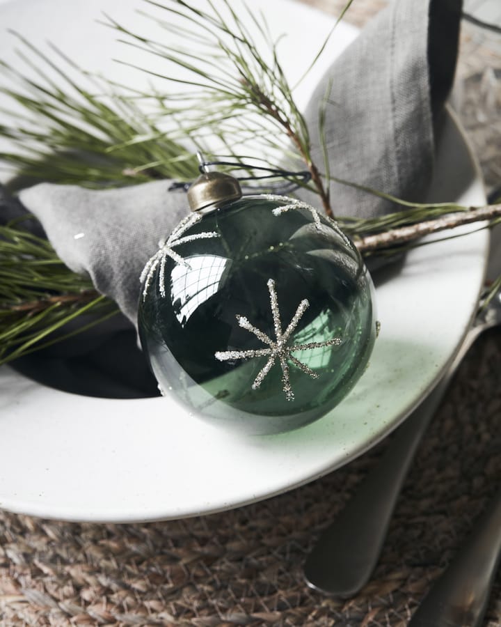 Star julekugle Ø8 cm, Grøn House Doctor