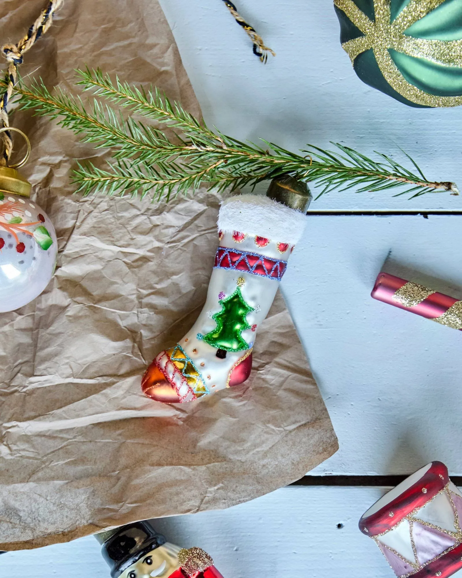Stok julestrømpe juleophæng 4-pak, Rød, hvid House Doctor