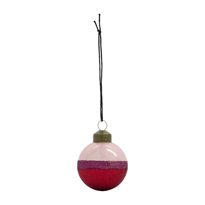 Stripe julekugle Ø8 cm, Lyserød/Rød House Doctor