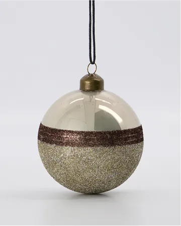 Stripe julekugle Ø8 cm - Sand - House Doctor