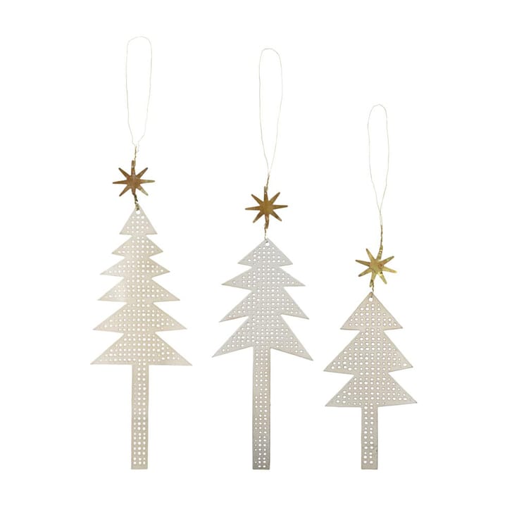 Tree with Star juleophæng perforeret 3-pak, Antik sølv House Doctor