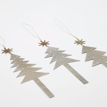 Tree with Star juleophæng perforeret 3-pak - Antik sølv - House Doctor