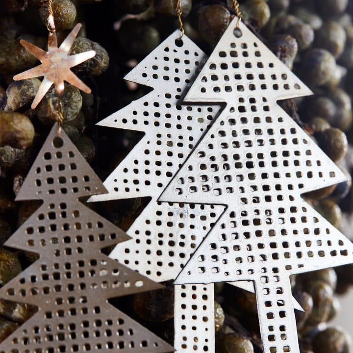 Tree with Star juleophæng perforeret 3-pak, Antik sølv House Doctor