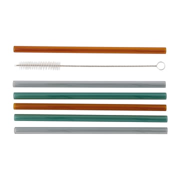Vaca glassugerør 6-pak - Green/Grey/Orange - House Doctor
