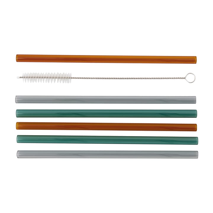 Vaca glassugerør 6-pak - Green/Grey/Orange - House Doctor