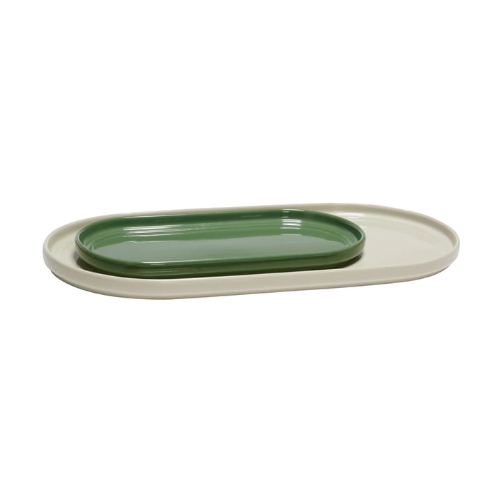 Amare serveringsbakke sæt 2 dele - Sand-green - Hübsch