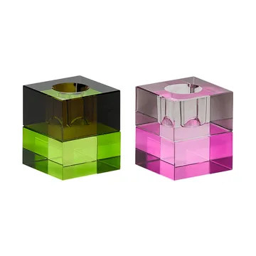 Block lysestage 2 dele - Brown-green, gray-pink - Hübsch Interior