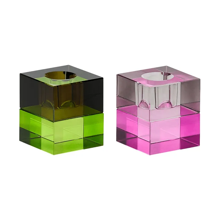 Block lysestage 2 dele - Brown-green, gray-pink - Hübsch