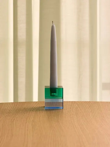 Block lysestage 2 dele - Green-blue, orange-green - Hübsch Interior