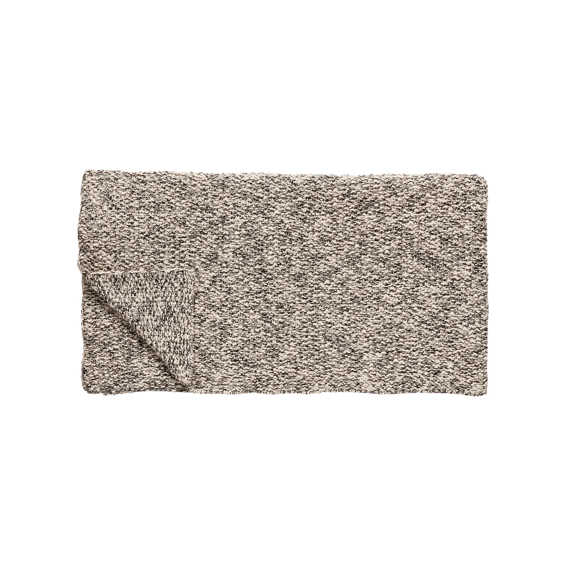 Håndstrikket plaid 130x200 cm, Sort-natur Hübsch Interior