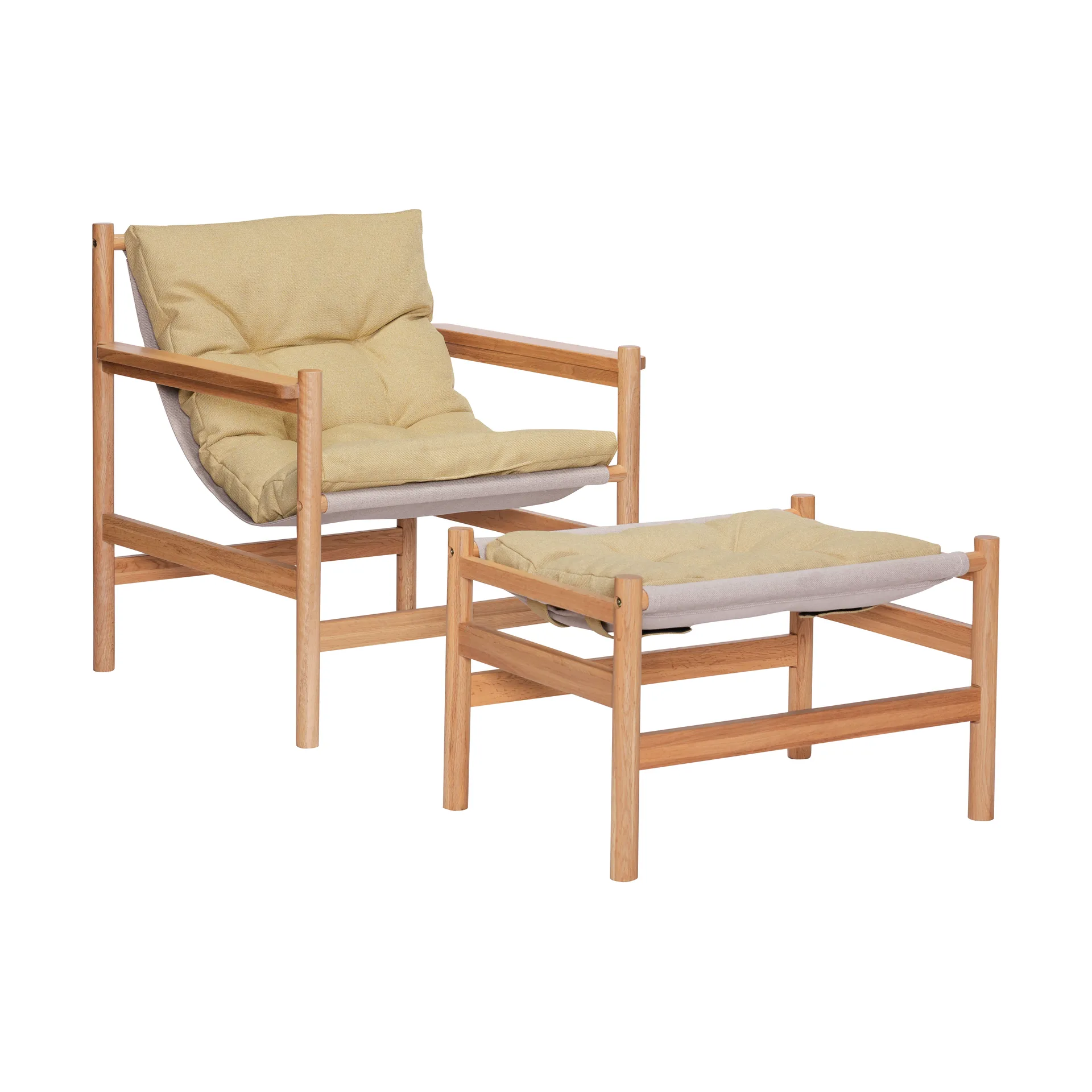 Heritage lænestol og fodskammel, Eg-gul Hübsch Interior